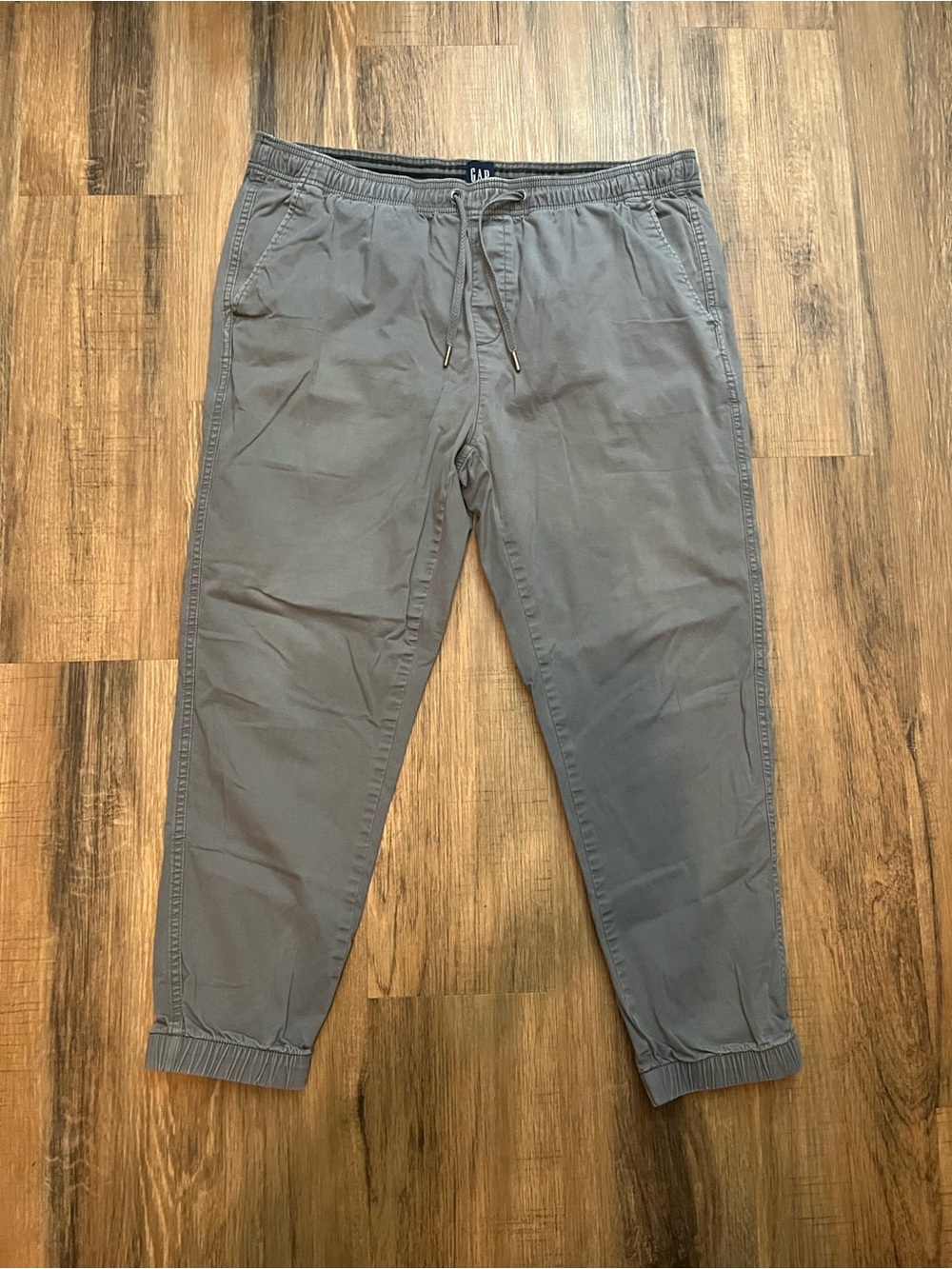 GAP Modern Cotton Twill Jogger Pants Men’s Sz XL Gray Drawstring Relaxed Fit